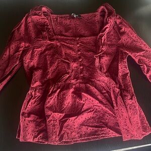 Madewell Burgundy Eyelet Blouse